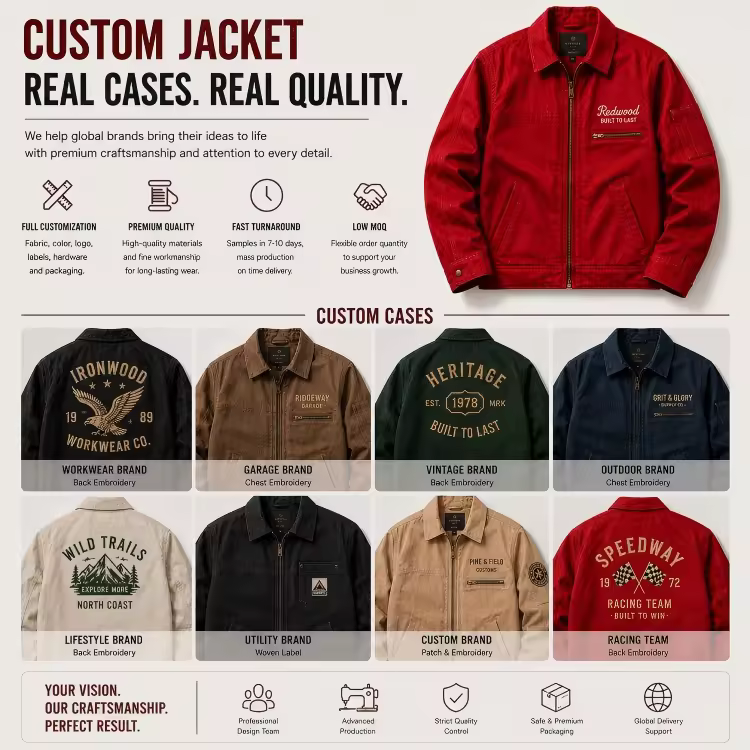 OEM Custom Mens Multi Pocket Workwear Jacket Washed Cotton Canvas Utility Work Jacket Private Label Outdoor Clothing Factory
