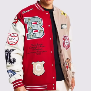 Jacket Homme Varsity Veste Leather Sleeve Winter Coat Bomber Jacket Mens Hip Hop Wool Letterman Varsity Jacket Manufacturer